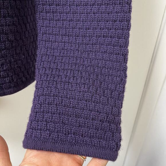 Talbots Womens Merino Wool Knit Blazer Cardigan Size M Royal Purple Academia - Picture 6 of 8